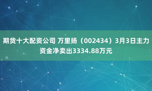 期货十大配资公司 万里扬（002434）3月3日主力资金净卖出3334.88万元